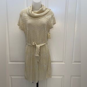 NEW wTag-Allison Brittney Gold/Cream Lightweight Sweater Dress S